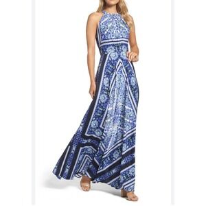 Eliza J Blue and White Maxi Dress